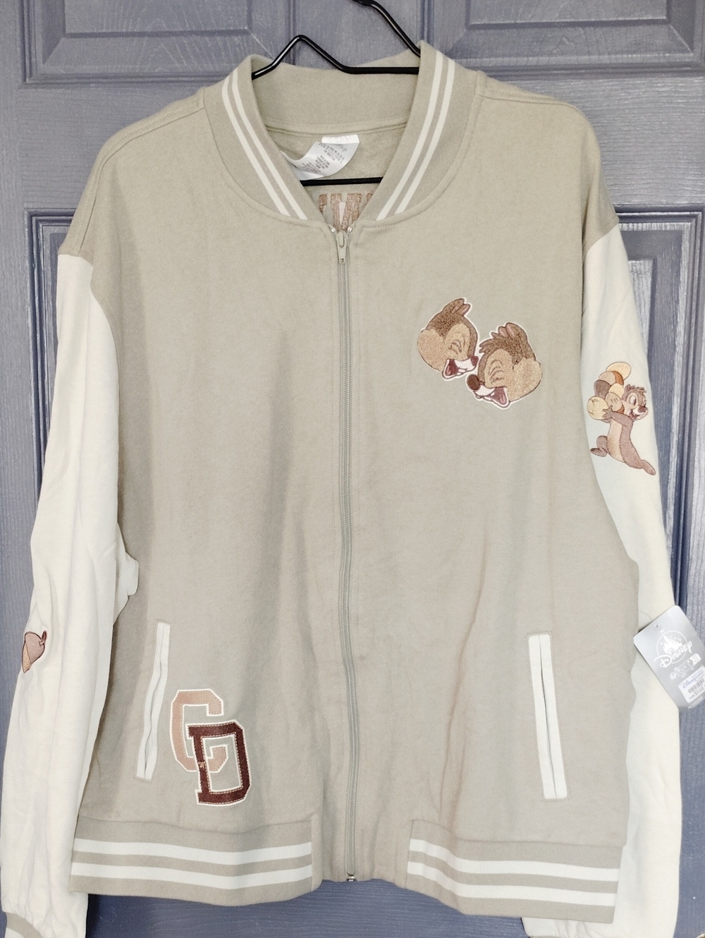 Disney Hong Kong Light Green Chip 'n' Dale Varsity Zip Jacket New With Tags